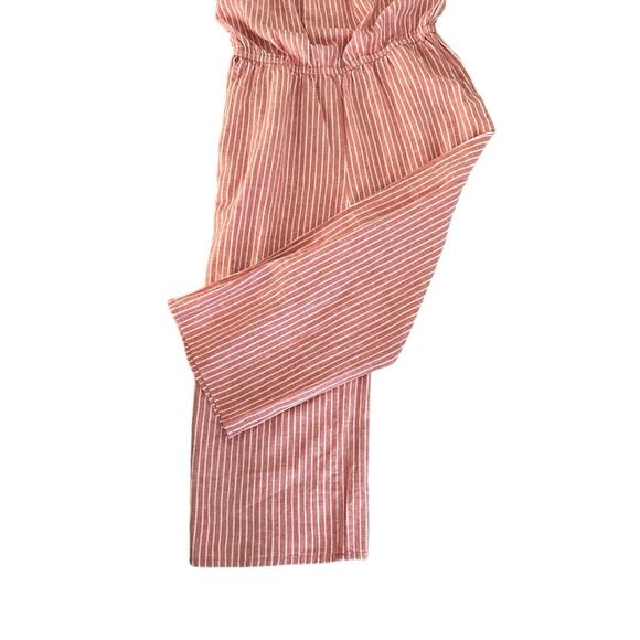 Beach Lunch Lounge Linen Blend Striped Romper Size S - Picture 2 of 7